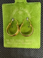 Vintage Solid 14kt Gold Earwire Gold Filled Hoop Earrings 1.18g NOS