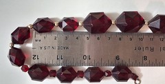 Vintage Ruby Red Plastic Faceted Graduated Bead Necklace 24 inch