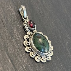 Statement Sterling Silver Designer Jade Pendant Vintage Elaborate 13g 9h