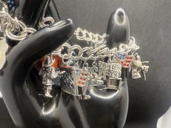Sterling Silver 925 September 11 Memorial Charm Bracelet 7 Inches 54.4 Grams