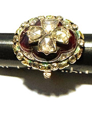 ANTIQUE 1860 MULTI STONE RING ROSE GOLD GARNET CITRINE SIZE 4.5 GOOD COND 10KT
