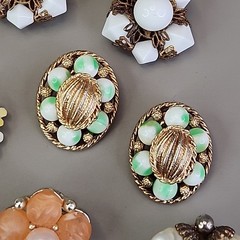 Vintage Cluster Clip On Earrings Lot of 8 Lisner Jonne Sugared Glass Acrylic
