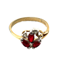 14k GE Gold Filled Red & Clear Stone Ring