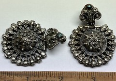 ANTIQUE ARMENIAN BYZANTINE REVIVAL OTTOMAN SAPHIRET COIN SILVER JEWELED EARRINGS