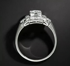 Art Deco Style 2Ct Round Cut Lab Created Diamond Wedding 14K White Gold FN Ring