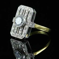 Art Deco Style Round Lab Created Diamond 14K Two-Tone Gold FN Engagement Ring