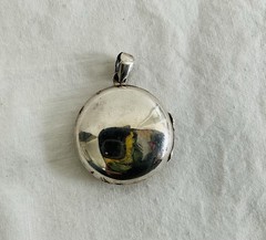 Antique Vintage Sterling Silver Nymph Woman Crescent Moon Art Nouveau Locket