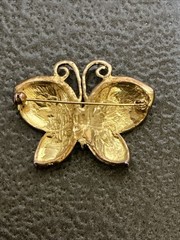 Vintage Butterfly Stained Glass Multi-Color Brooch
