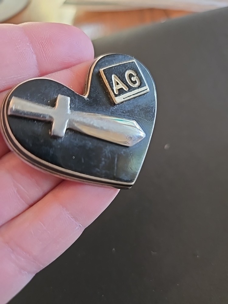 Antique Adjuntant General Sword Heart Lapel Pin Pendant