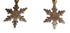 Susan Richardson vintage earrings dangle mixed metals gingerbread snowflakes