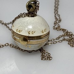 Vintage 60’s White Enamel Orb Ball Pendant Watch by Wintex w/Chain – Working 2f