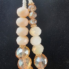Womens Gold Tone Chain Two Strand Rhinestone Pendant Beaded Necklace Chic 22″
