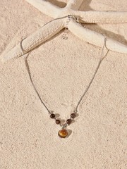1pc Vintage Leather Stone Pendant Choker Necklace Women Boho