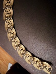 Vintage Crown Trifari Gold Tone Faux Pearls & Missing Rhinestones Bracelet 7″