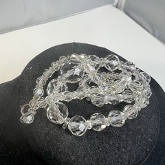 Vintage Art Deco Era Faceted Rock Crystal Strung on Silver Tone Chain Necklace