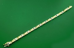 Vintage 1950’s 14k Gold Yellow & White Gold Straight Line Bracelet 66 Diamonds
