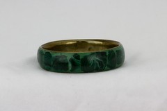 Inlayed Malachite and Brass Bangle Bracelet, 73gr