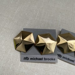 Vintage Mb Michael Brooke Pierced Earrings Set Of 2 Gold Tone 1980’s New