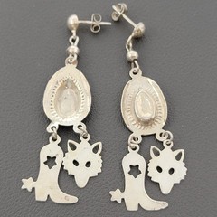 Vintage Sterling Silver Cowboy Hat Dangle Earrings Western Cowgirl Boot