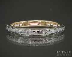 Antique 14k Yellow & White Gold 2.5mm Floral Ladies Wedding Band 2.5g p23641b