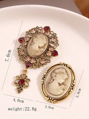 2 Pcs Blue Elegant Victorian Vintage Court Style Cameo Brooch Pin Lady Portrait