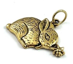 Vintage Charm Rabbit Necklace Pendant Bunny Flower Gold Tone Vintage Jewelry