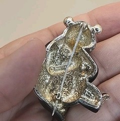 Vintage PANETTA Panda Brooch Enamel & Rhinestone Bear Signed Pin/Brooch Rare