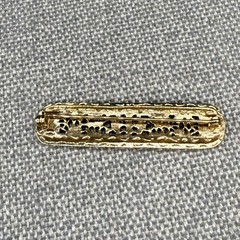 Vintage Brooch Gold Tone Filigree Bar Hearts 2.5 Inches
