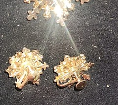 Vintage Screwback Earrings Brooch Pin Set Colorful Bead Jewel Snowflakes