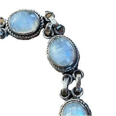 Vintage Moonstone Sterling Silver Bracelet 8.5 In. 24.9-grams 5 Stones