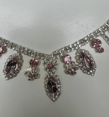 EISENBERG ICE Vintage Silver Tone Pink Rhinestone Crystal Choker Necklace