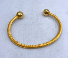 VTG Gold-tone twisted cable ball tip bangle bracelet