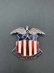 Vintage Red White Blue American Flag Enamel Eagle Shield Patriotic Brooch PWC
