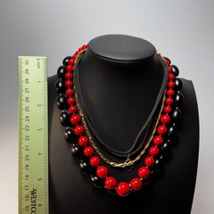 Necklace Lot Goth Witchy Black Red Vintage Acrylic Beads Metal Pendant Y2K