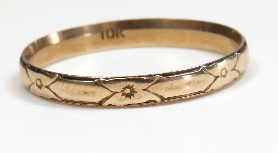 Antique Art Deco 1920’s 10K Rose Gold Unisex Wedding Band Ring Size 9 UK-R1/2