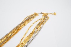 Vintage Necklace Silver Gold Tone Multi Strand 30″