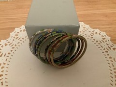 Vintage Set of 7 Cloisonne Enameled Bangle Bracelets Comes in Original Box