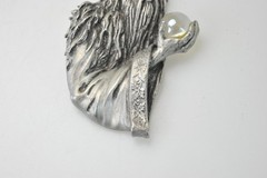 Signed JJ JONETTE Vtg Crystal Wizard Brooch crystal ball LARGE *missing 1 stone