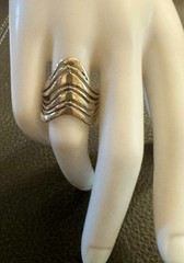 Vintage Modernist Sterling 925 Ring Chevron Knuckle Style Ring 3.64 Grams Size 7