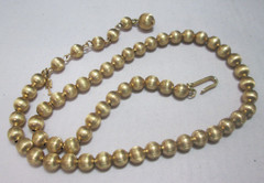 Vintage Crown Trifari Choker Necklace Gold-Tone Fluted Beads Strung on Chain 16″