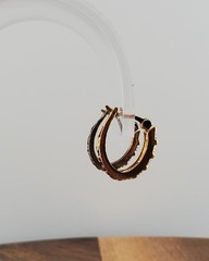 Ross Simons 925 CZ Hoop Earring 0.75in Sterling Silver 4gtw Gold Vermeil Channel