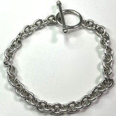 Round Link Alf Sterling Silver Bracelet 7.5” Length 4MM Width Vintage – 14.7G