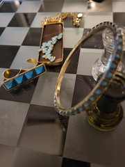 Vintage Sorelli Turquoise And Agate Statement Jewelry Set. 3 Piece Beautiful!