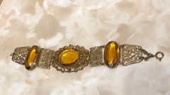 1920s Brass Glass Bracelet Vintage Antique Collectible Not specified