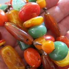 Vintage Plastic Beaded Necklace Multi Colored 56 in [5485]