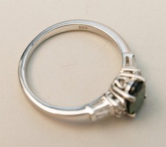 Size 9 Chrome Diopside Round & Tapered Baguette Accents Sterling Silver Ring