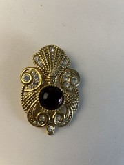 Costume Jewelry signed Jeff Lieb Pin Brooch Missing Drop Pendant