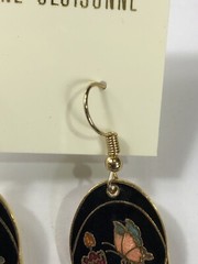 Cloisonne Earrings Dangle Flower Butterfly Vintage – NWT
