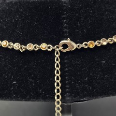 Rhinestone Gold Tone Choker Necklace Multiple Dangles Adjustable Length 16-18″
