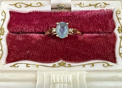 14k Natural Sky Blue Topaz Feather Mineral Inclusions 1960’s 14K Gold Ring 2.51g